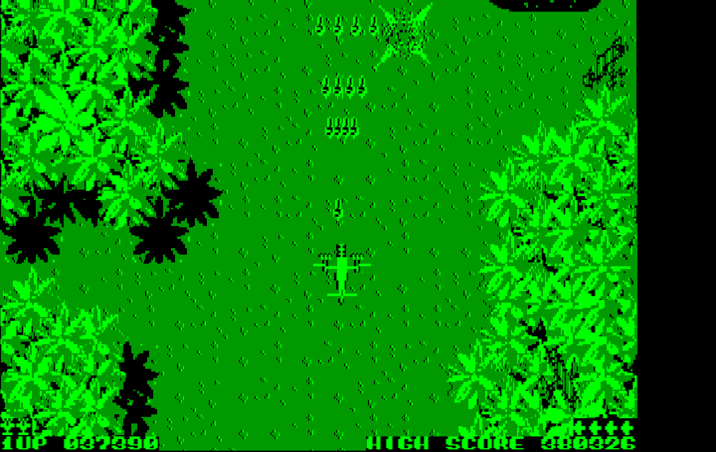 Sky Shark IBM PC/Compatibles Screenshot: Destroying a plane formation...