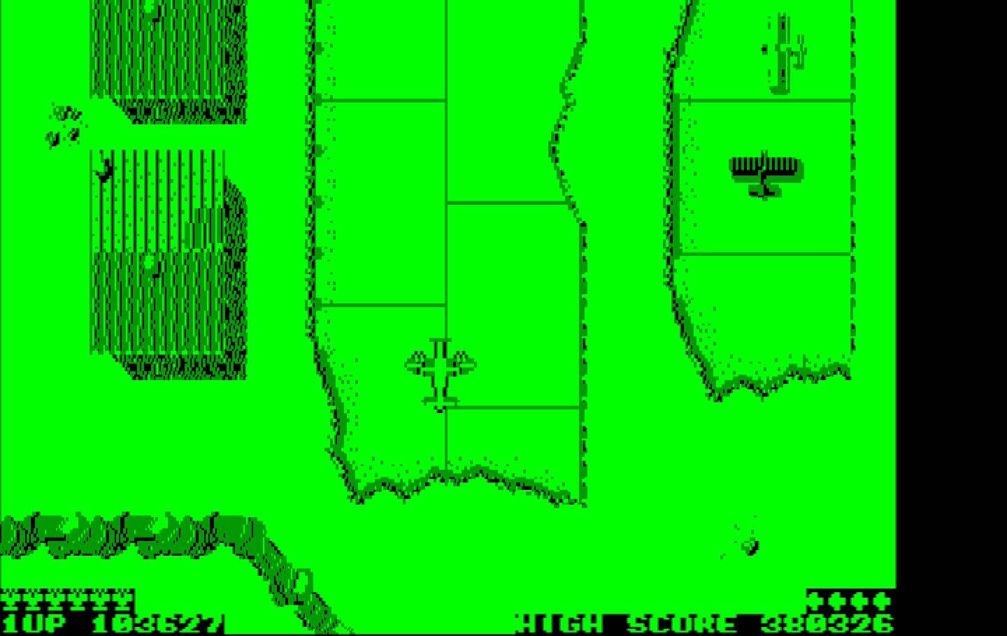 Sky Shark IBM PC/Compatibles Screenshot: Mission 2 completed...