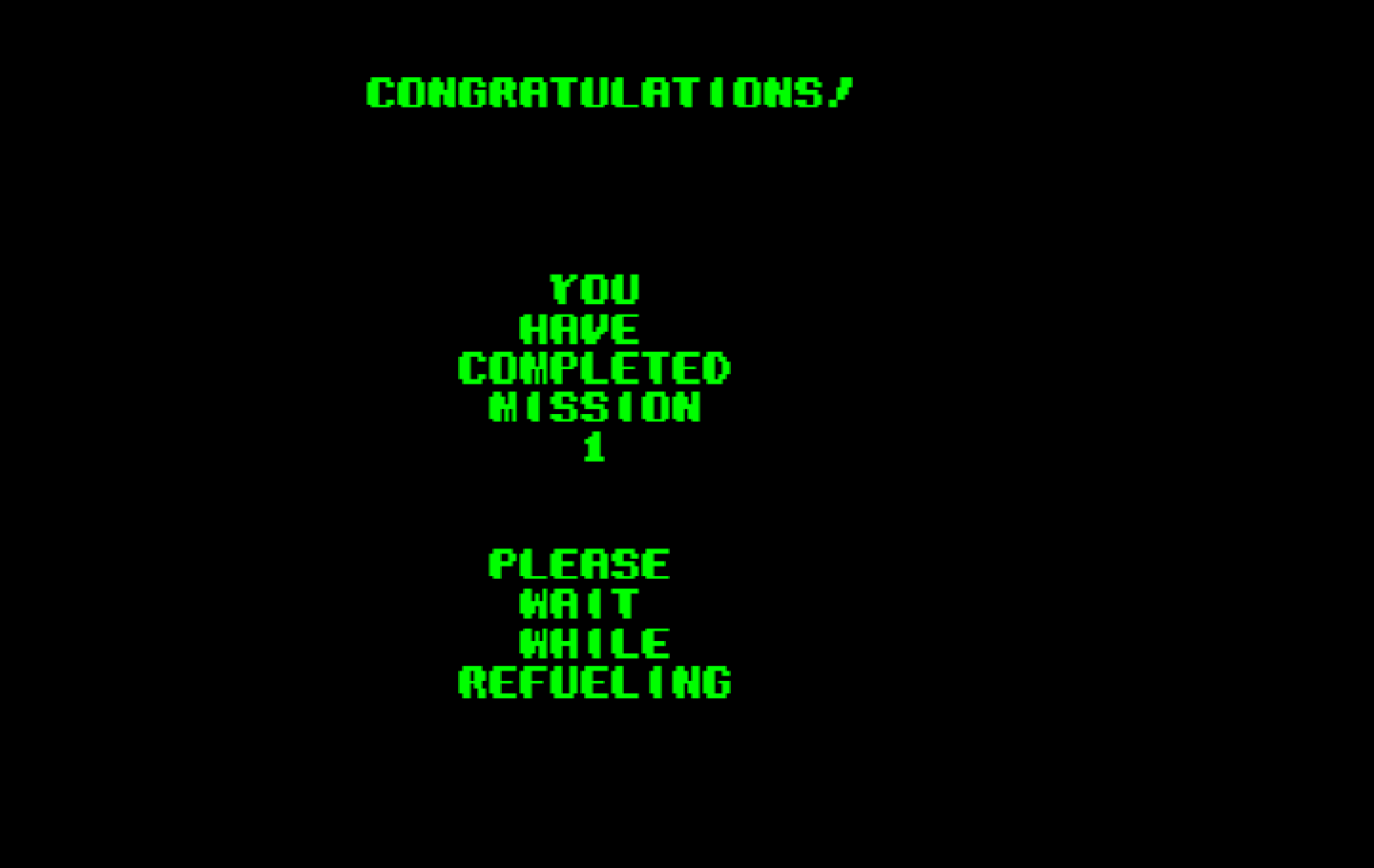 Sky Shark IBM PC/Compatibles Screenshot: Mission 1 completed!