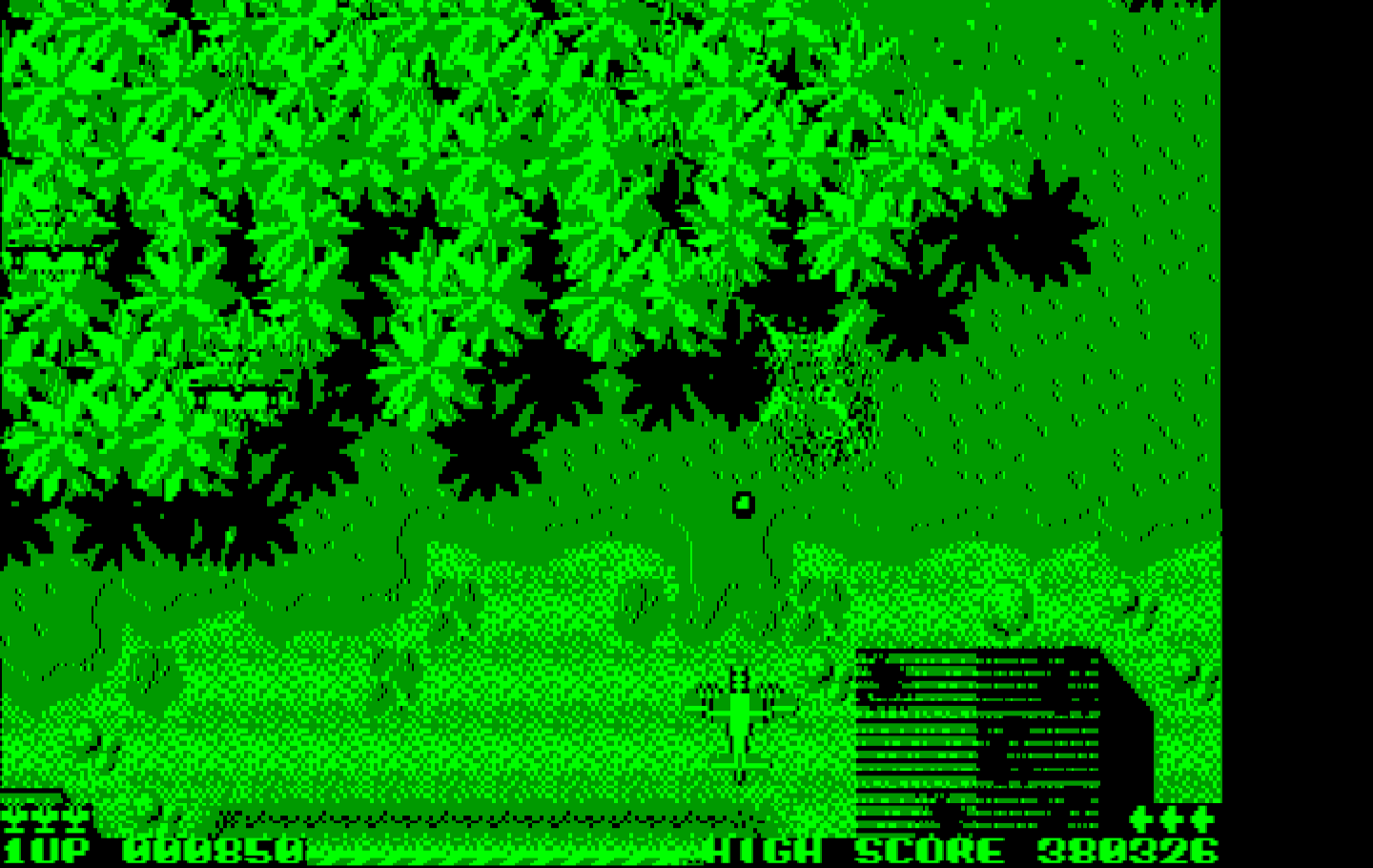Sky Shark IBM PC/Compatibles Screenshot: Enemy plane destroyed!