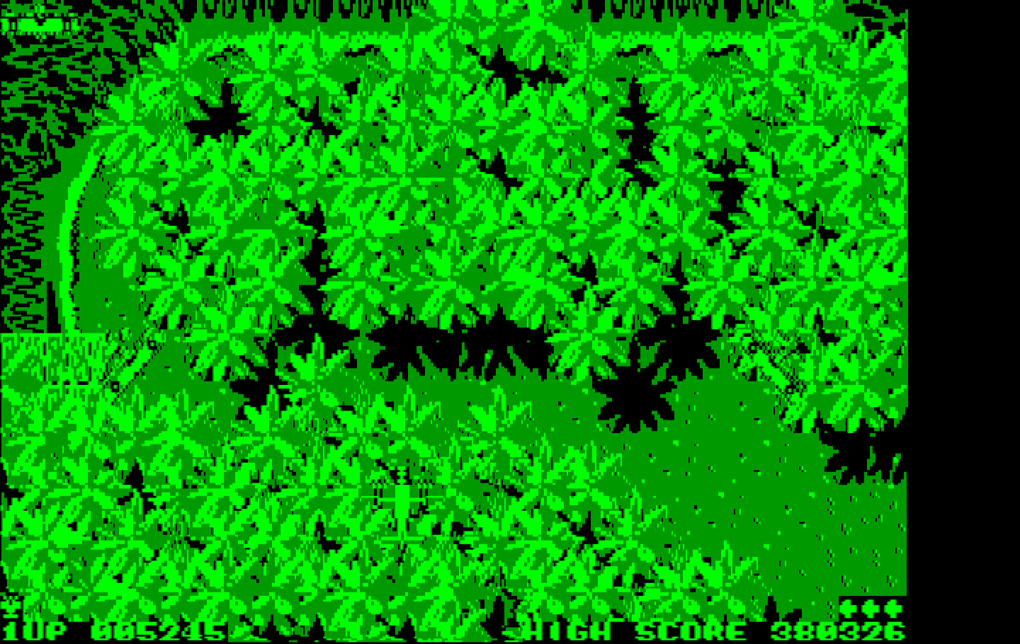 Sky Shark IBM PC/Compatibles Screenshot: Planes attack from various directions.