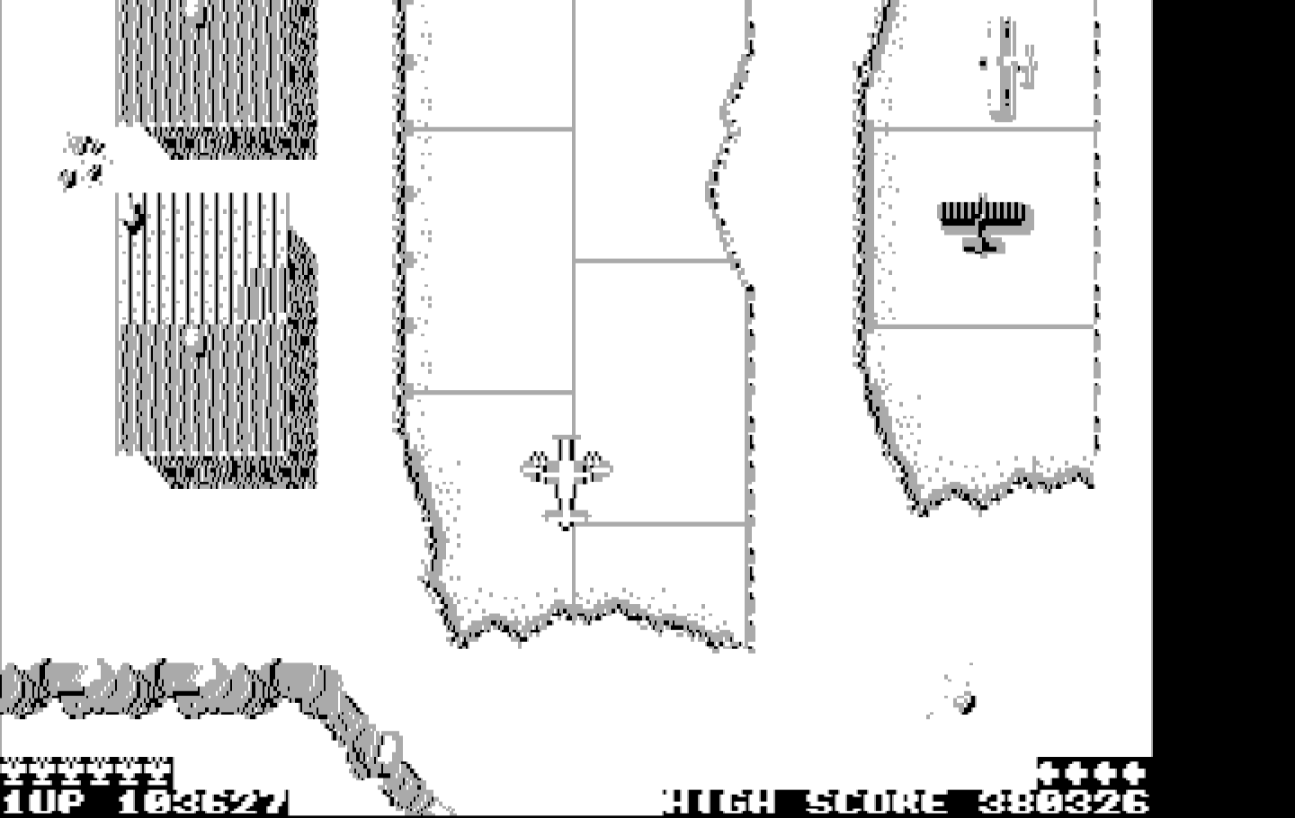 Sky Shark IBM PC/Compatibles Screenshot: Mission 2 completed...