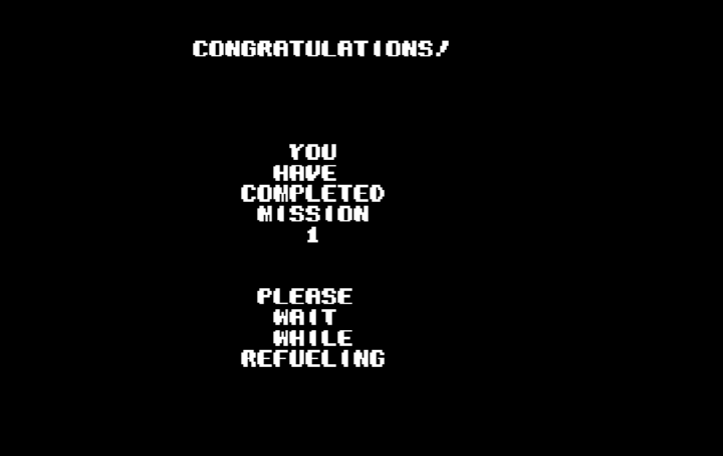 Sky Shark IBM PC/Compatibles Screenshot: Mission 1 completed!