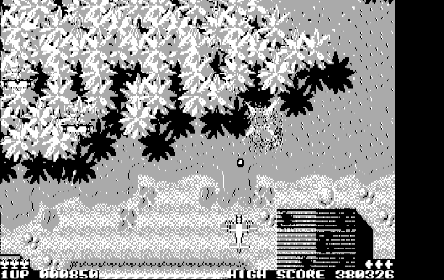 Sky Shark IBM PC/Compatibles Screenshot: Enemy plane destroyed!