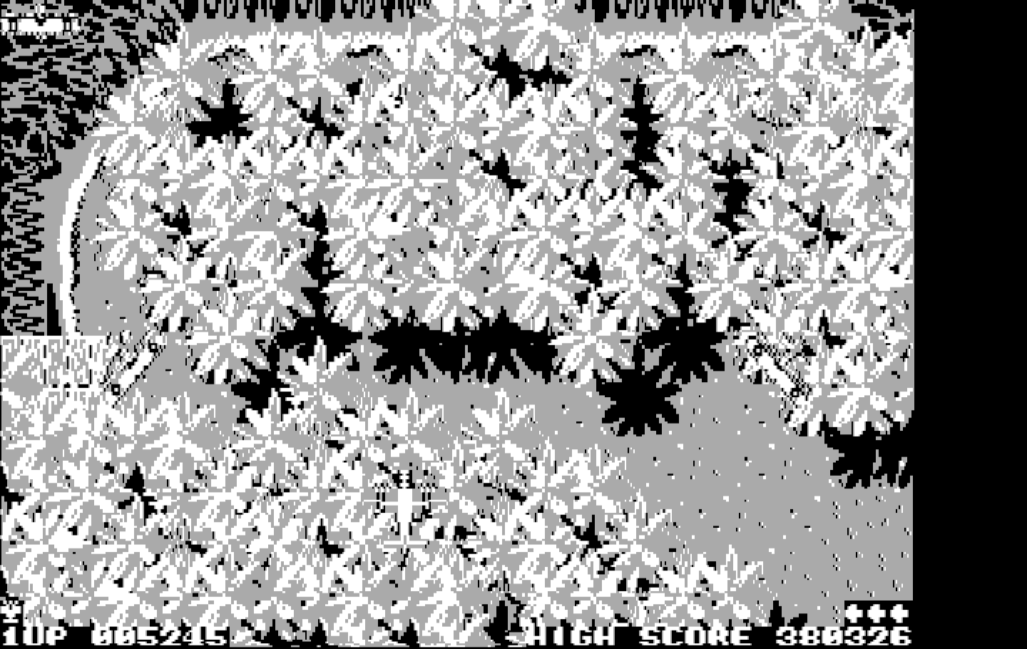 Sky Shark IBM PC/Compatibles Screenshot: Planes attack from various directions.