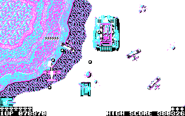 Sky Shark IBM PC/Compatibles Screenshot: These large tanks are difficult to destroy...