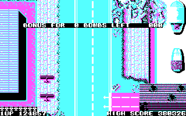 Sky Shark IBM PC/Compatibles Screenshot: Level complete!