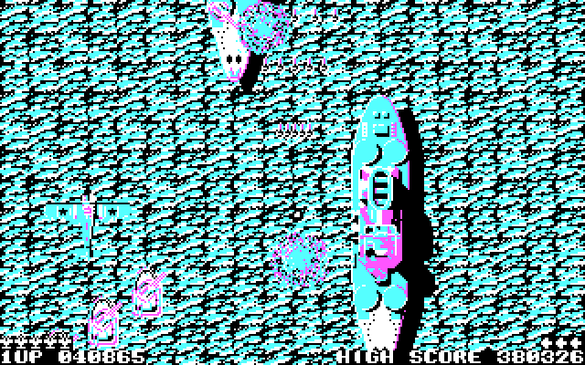 Sky Shark IBM PC/Compatibles Screenshot: Crash! I've been hit!