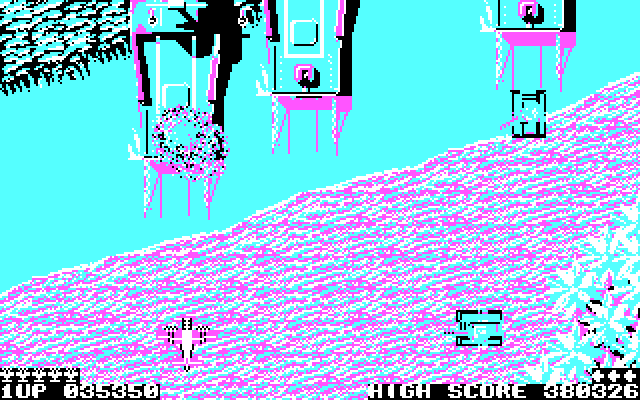 Sky Shark IBM PC/Compatibles Screenshot: Watch out for the tanks that come out of these ships...