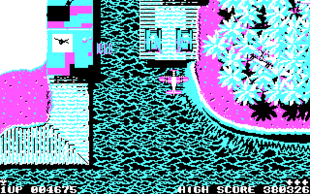 Sky Shark IBM PC/Compatibles Screenshot: Watch out for tanks...