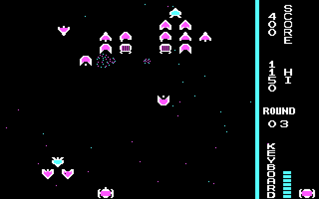 Cosmic Crusader IBM PC/Compatibles Screenshot: More enemies attack at once on more difficult levels.