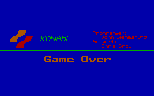 Rush'n Attack IBM PC/Compatibles Screenshot: Game over.