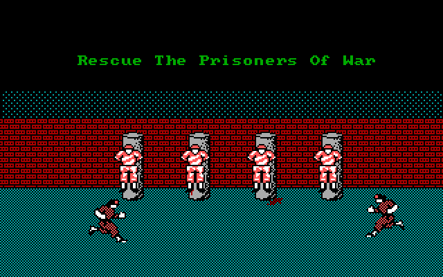 Rush'n Attack IBM PC/Compatibles Screenshot: Can you rescue the prisoners?
