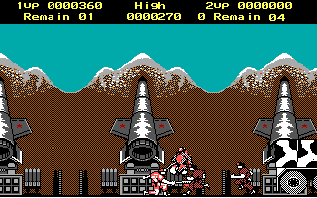 Rush'n Attack IBM PC/Compatibles Screenshot: This truck has a seemingly endless supply of attackers.