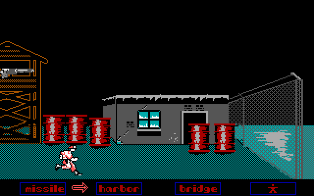 Rush'n Attack IBM PC/Compatibles Screenshot: Sneaking into the next area of the game...