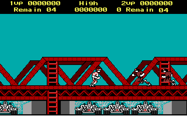 Rush'n Attack IBM PC/Compatibles Screenshot: Here come some bad guys!