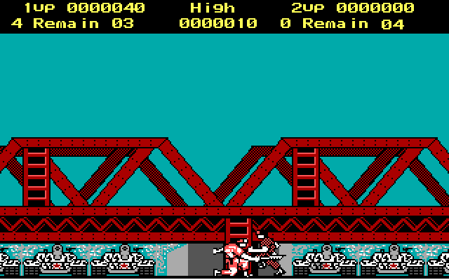 Rush'n Attack IBM PC/Compatibles Screenshot: Attacking an opponent.