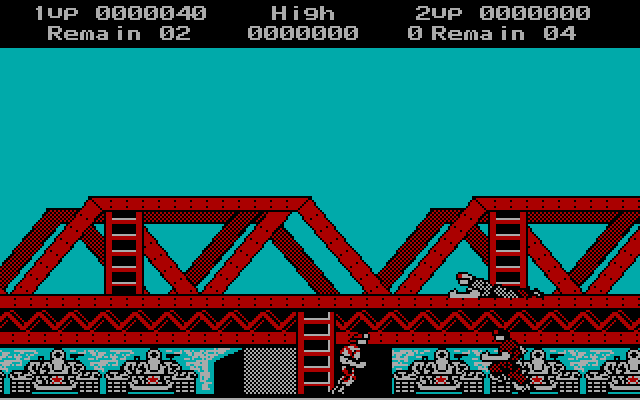 Rush'n Attack IBM PC/Compatibles Screenshot: Incoming enemies...