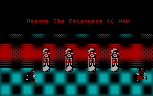 Rush'n Attack IBM PC/Compatibles Screenshot: Can you rescue the prisoners?