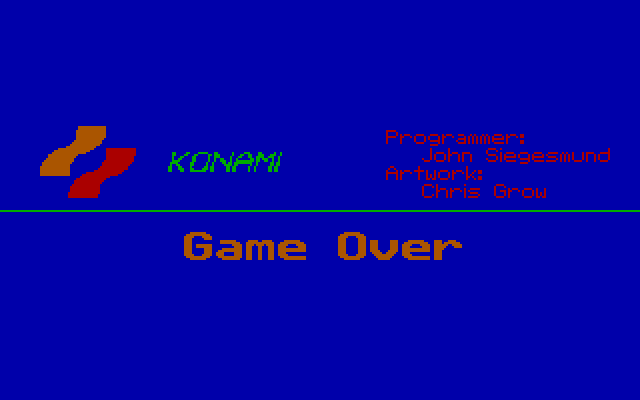 Rush'n Attack IBM PC/Compatibles Screenshot: Game over.