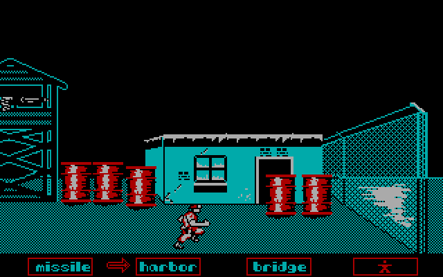 Rush'n Attack IBM PC/Compatibles Screenshot: Sneaking into the next area...