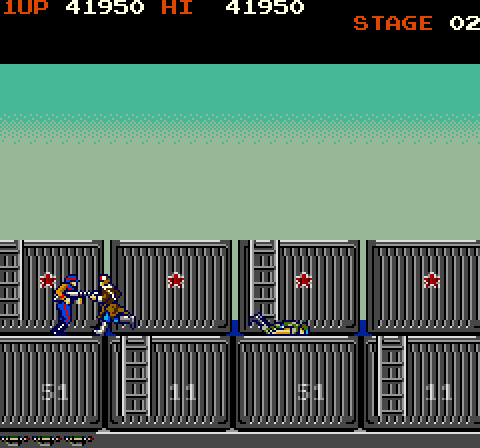 Rush'n Attack Arcade Screenshot: I've been hit.