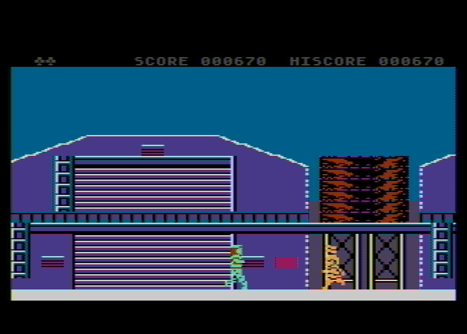 Rush'n Attack Atari 8-bit Screenshot: Start of stage 2.