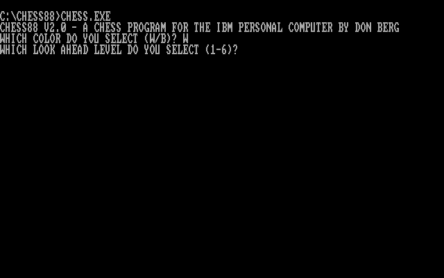Chess88 IBM PC/Compatibles Screenshot: Starting the game...