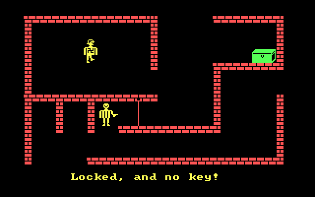 Castle Wolfenstein IBM PC/Compatibles Screenshot: This door is locked and I don't have a key...