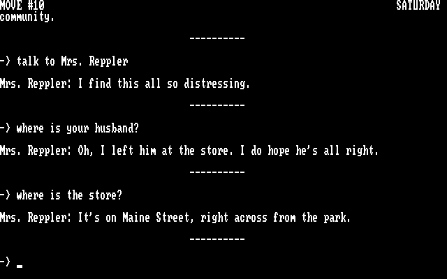 Mist, The IBM PC/Compatibles Screenshot: Talking with Mrs. Reppler.