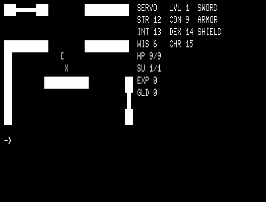 Telengard TRS-80 Screenshot: The game begins!