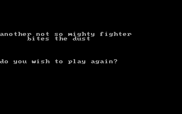 Telengard IBM PC/Compatibles Screenshot: Game over.
