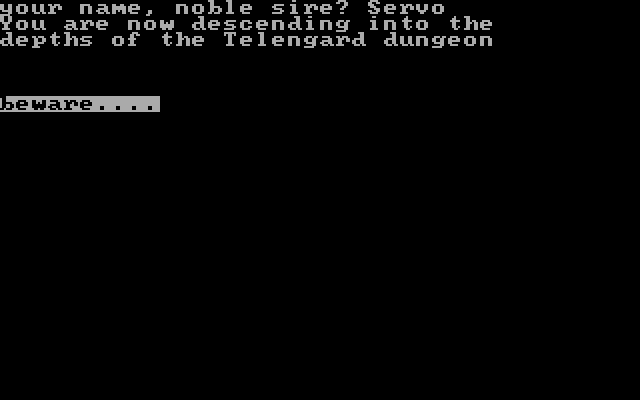 Telengard IBM PC/Compatibles Screenshot: Entering the dungeon...beware!