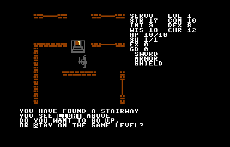Telengard Commodore 64 Screenshot: Game start.