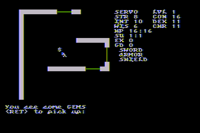 Telengard Atari 8-bit Screenshot: The game begins...
