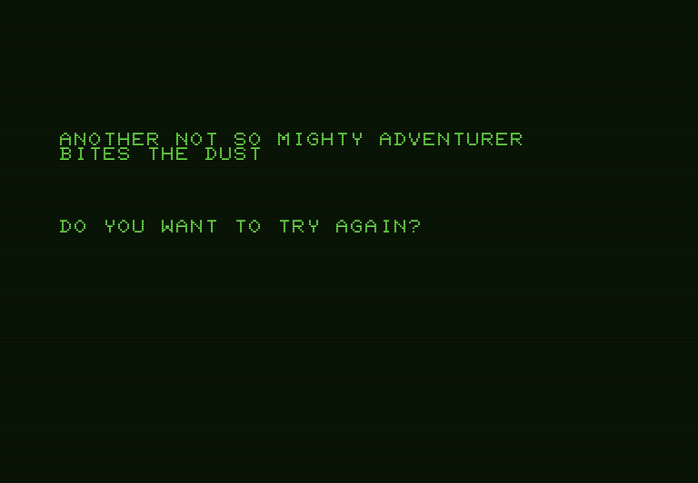 Telengard Commodore PET Screenshot: Game over.