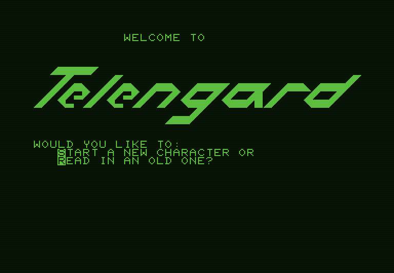 Telengard Commodore PET Screenshot: Title screen.