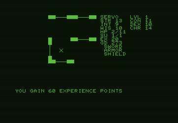 Telengard for Commodore PET - Gaining experience points after defeating an enemy.