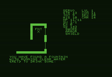 Telengard for Commodore PET - Found a fountain with healing water!