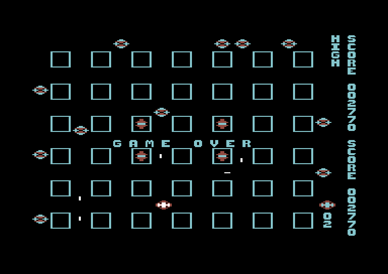 Crossfire Commodore 64 Screenshot: Game over.