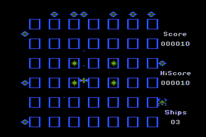 Crossfire Atari 8-bit Screenshot: Game start.