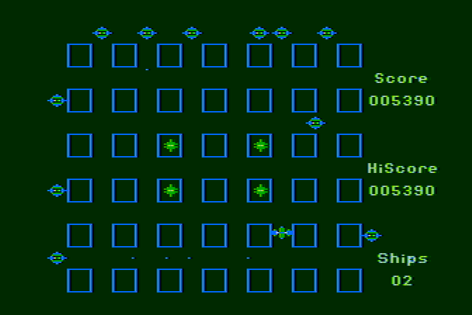 Crossfire Atari 8-bit Screenshot: Start of round 3.