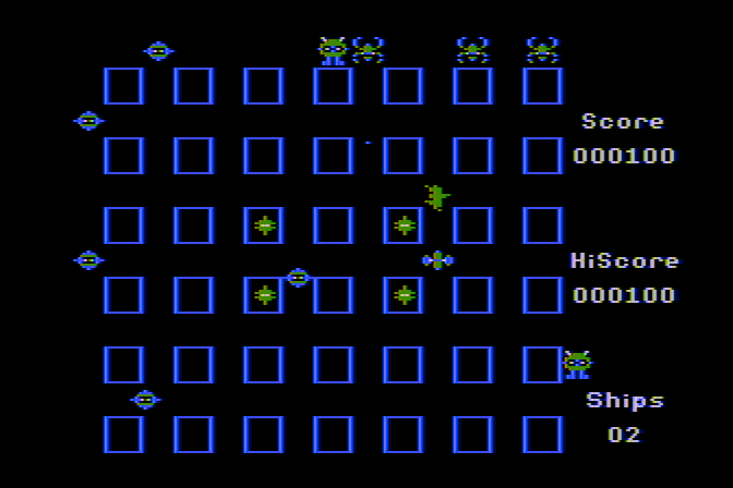 Crossfire Atari 8-bit Screenshot: Enemy destroyed!