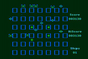 Crossfire for Atari 8-bit - Quite a few enemies waiting on the sidelines here...