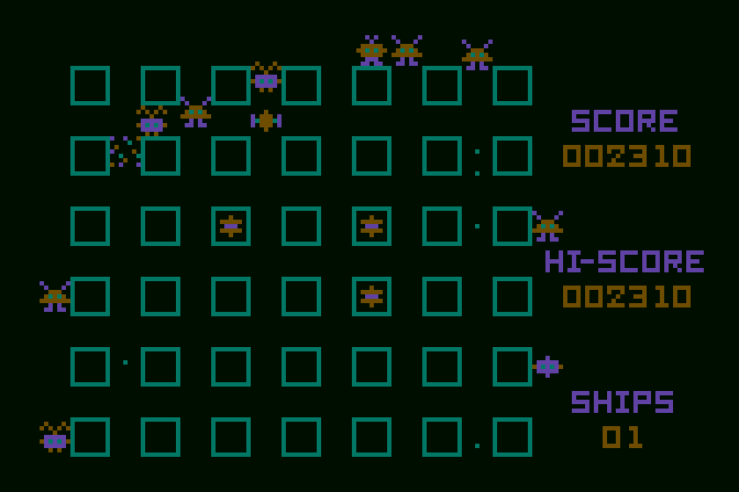 Crossfire Atari 8-bit Screenshot: Crash, I've been hit!