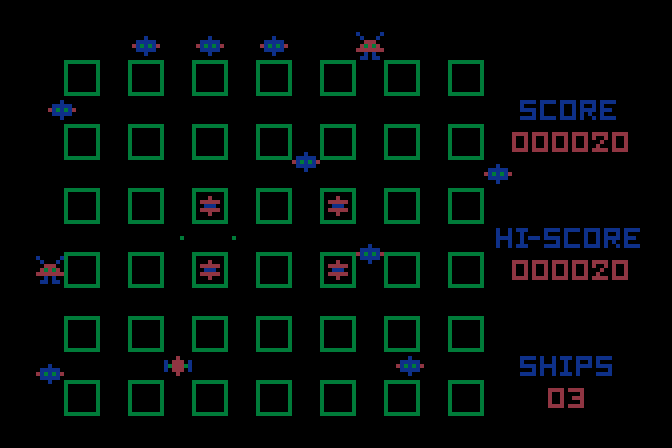 Crossfire Atari 8-bit Screenshot: Game start.