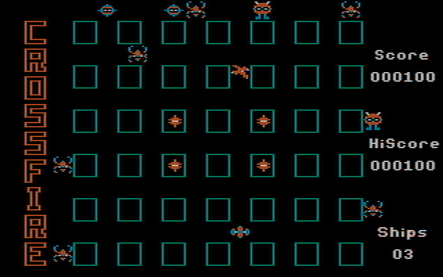 Crossfire IBM PC/Compatibles Screenshot: One opponent blasted, more to go...