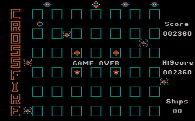 Crossfire IBM PC/Compatibles Screenshot: Game over.