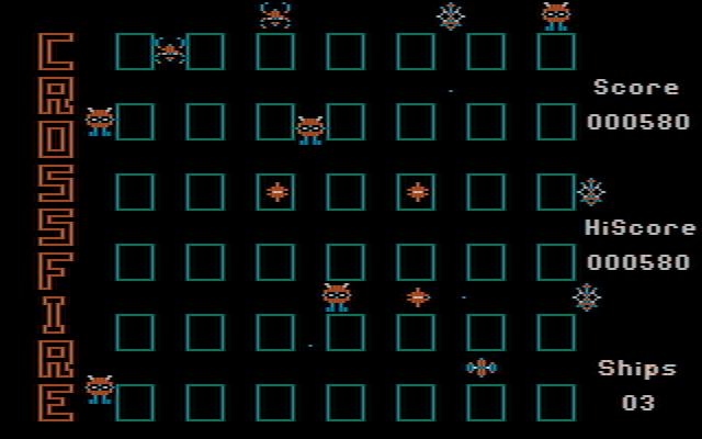 Crossfire IBM PC/Compatibles Screenshot: Pick up the red, odd looking object for a bonus!