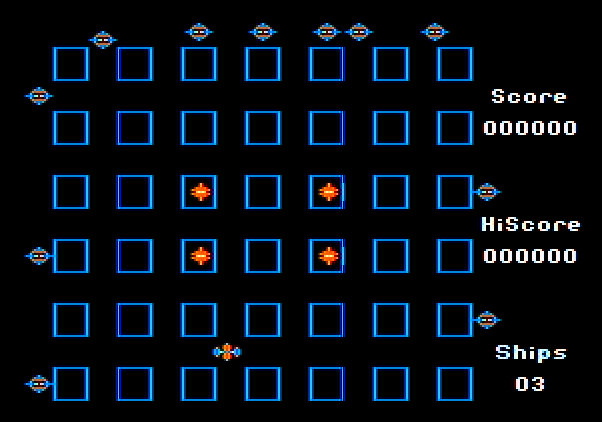 Crossfire Apple II Screenshot: Game demo mode.